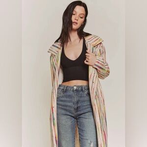 Multi Colored Long Sleeve Button Down Coat